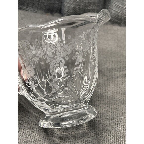 VTG Fostoria Meadow Etched Clear Glass Creamer Sugar Tray - Picture 8 of 13